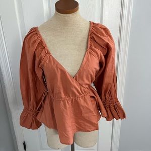 Free People Wrap Top Ruffled Women’s Size Small Burnt Orange